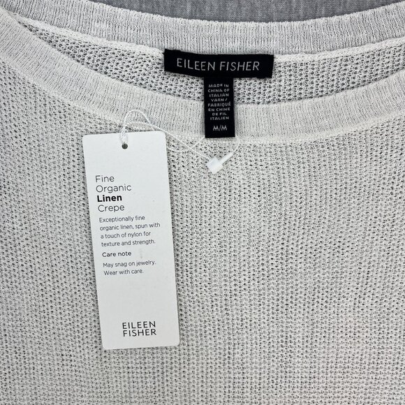 Eileen Fisher Fine Organic Linen Crepe Tunic Top Womens M Ivory Bateau $198 NEW - Picture 9 of 14